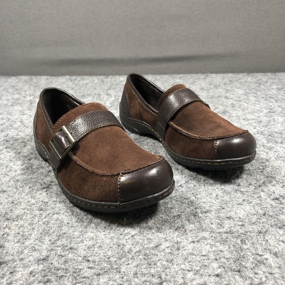 B.o.c Shoes Womens Size 8 M Brown Leather Buckle Strap Loafers‎ Comfort Casual